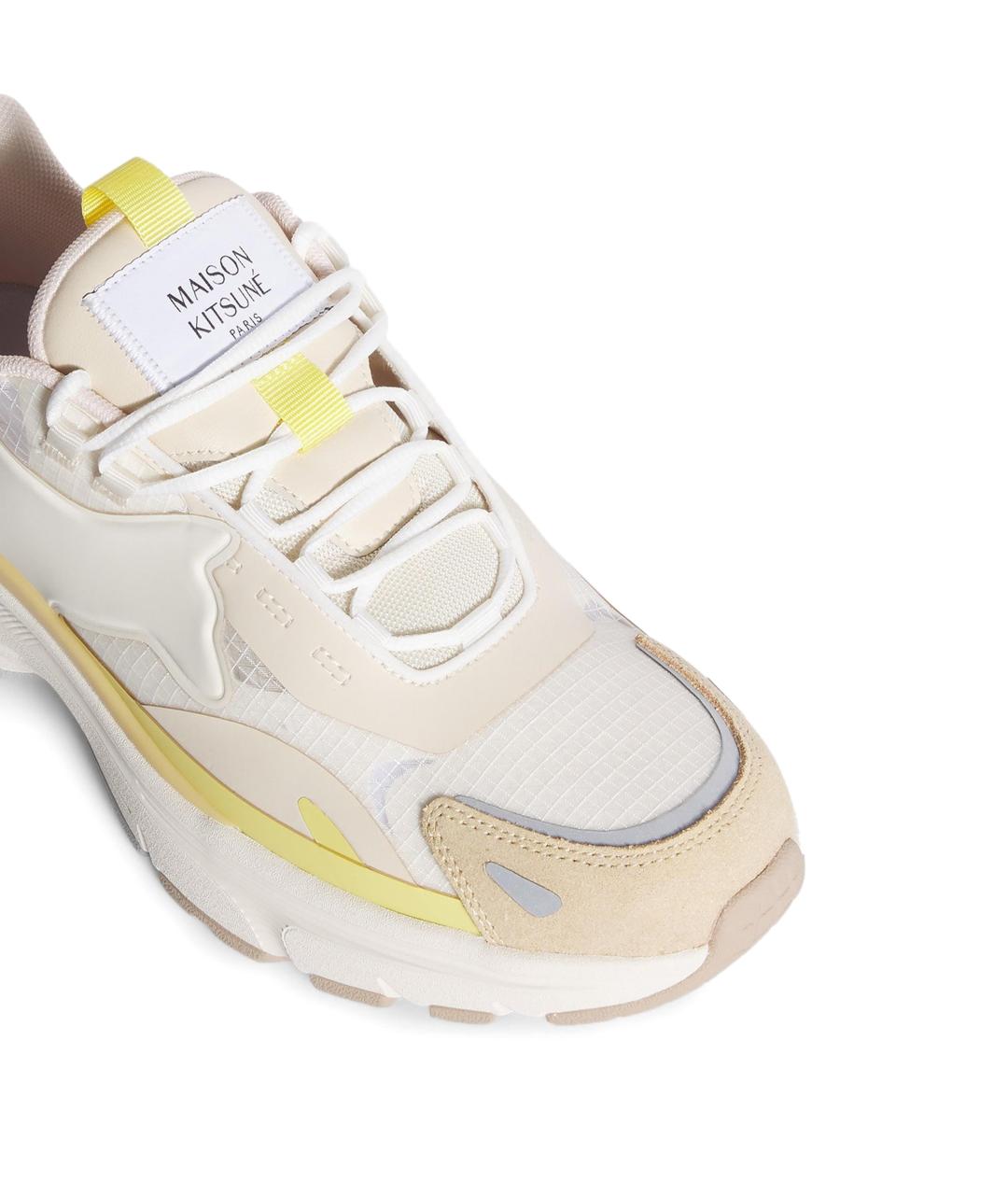 MAISON KITSUNE Белые кожаные низкие кроссовки / кеды, фото 3
