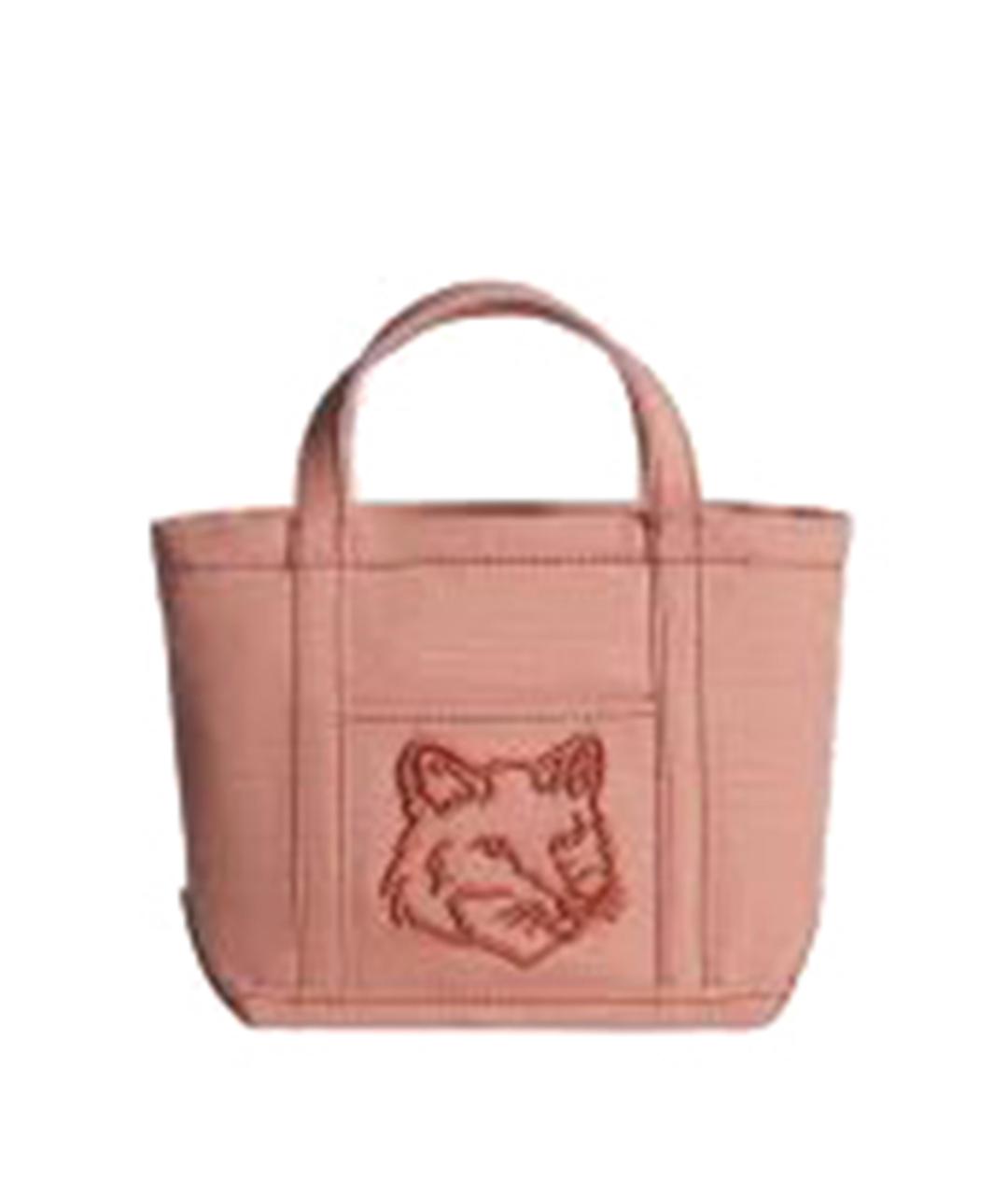 MAISON KITSUNE Розовая хлопковая сумка тоут, фото 1