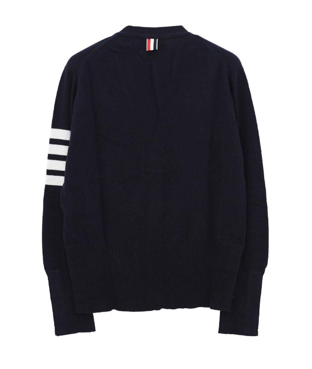 THOM BROWNE Темно-синий шерстяной кардиган, фото 2