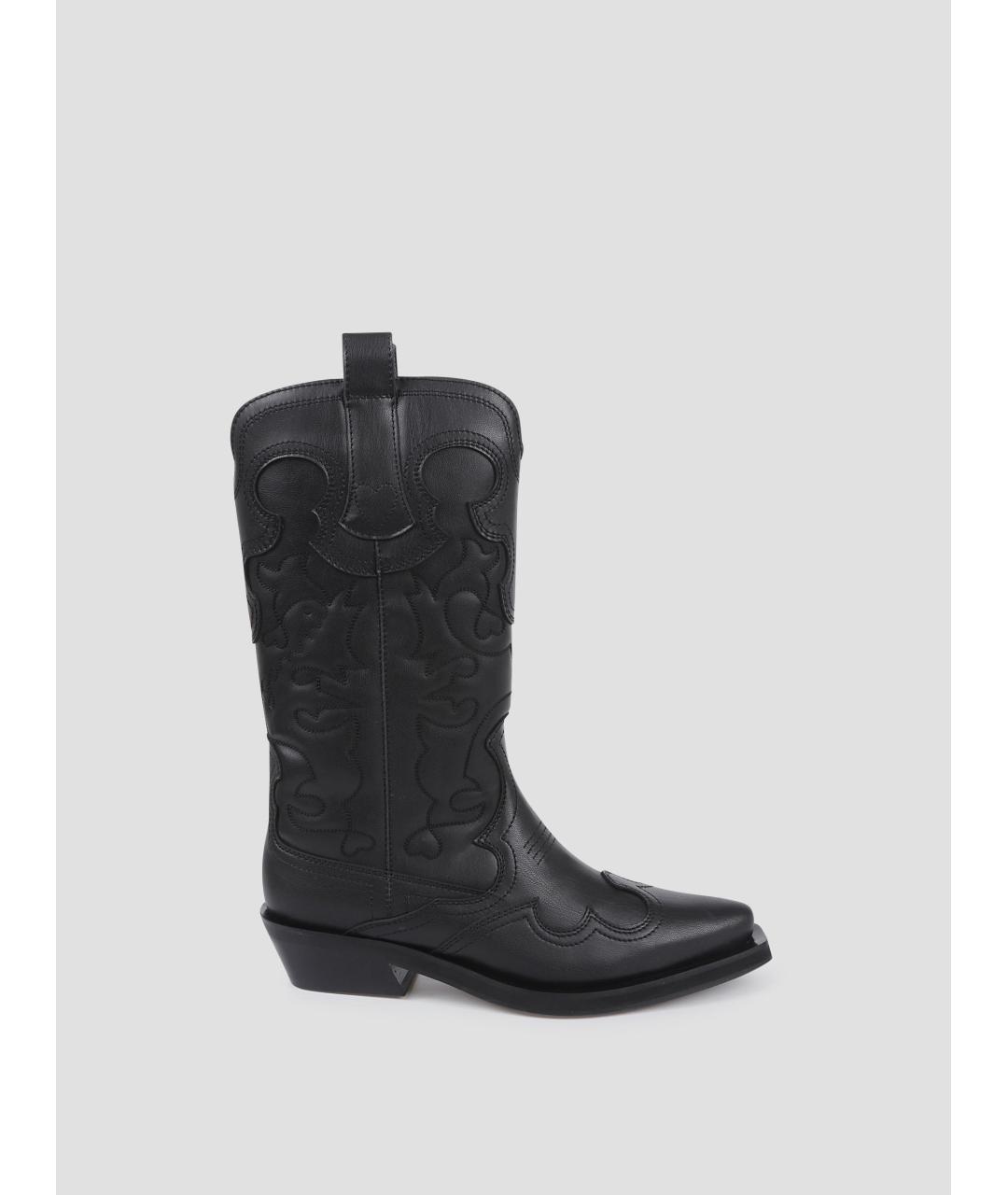 GANNI Черные кожаные полусапоги, фото 4