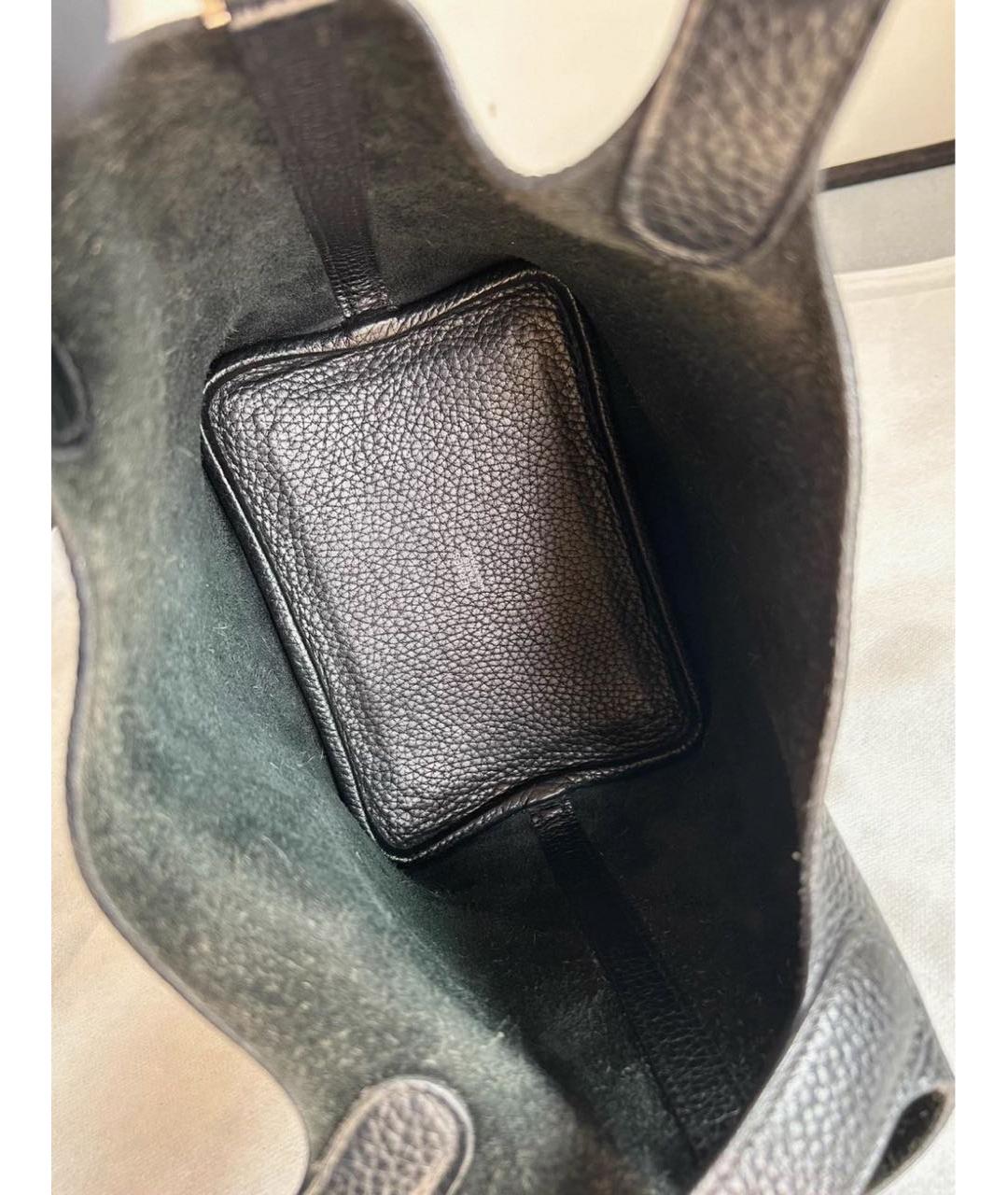 HERMES Черная кожаная сумка с короткими ручками, фото 8