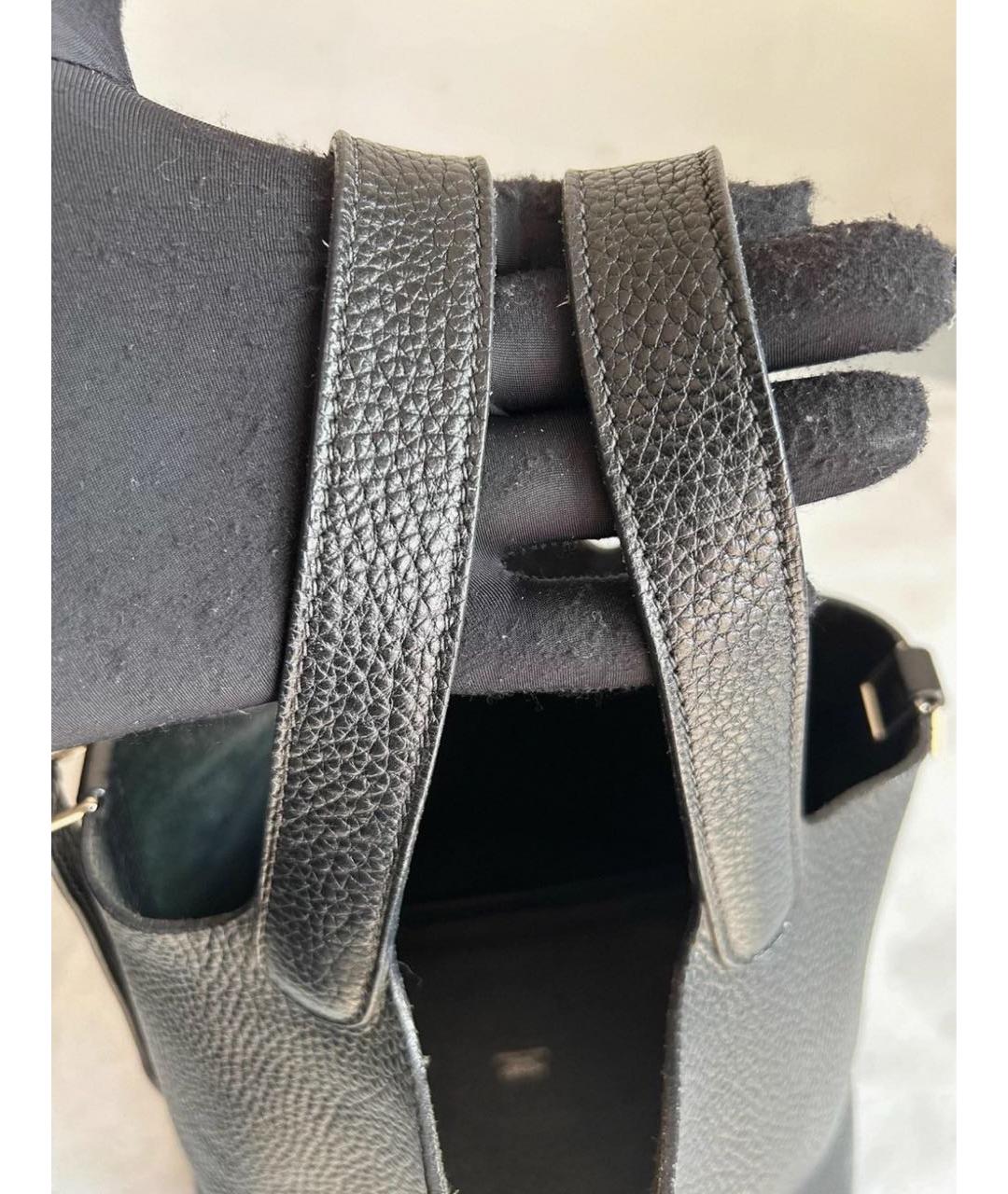 HERMES Черная кожаная сумка с короткими ручками, фото 4