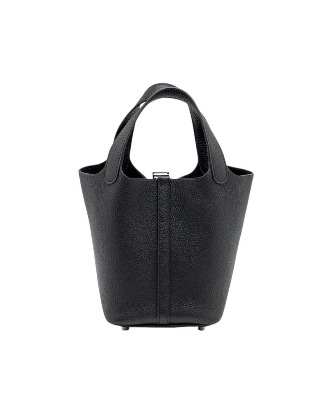 HERMES Черная кожаная сумка с короткими ручками, фото 9