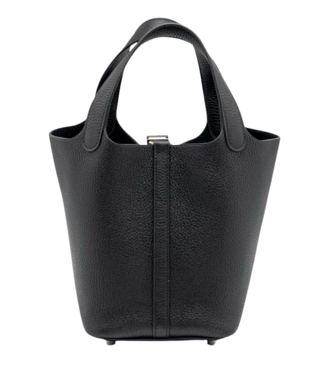 HERMES Черная кожаная сумка с короткими ручками, фото 1