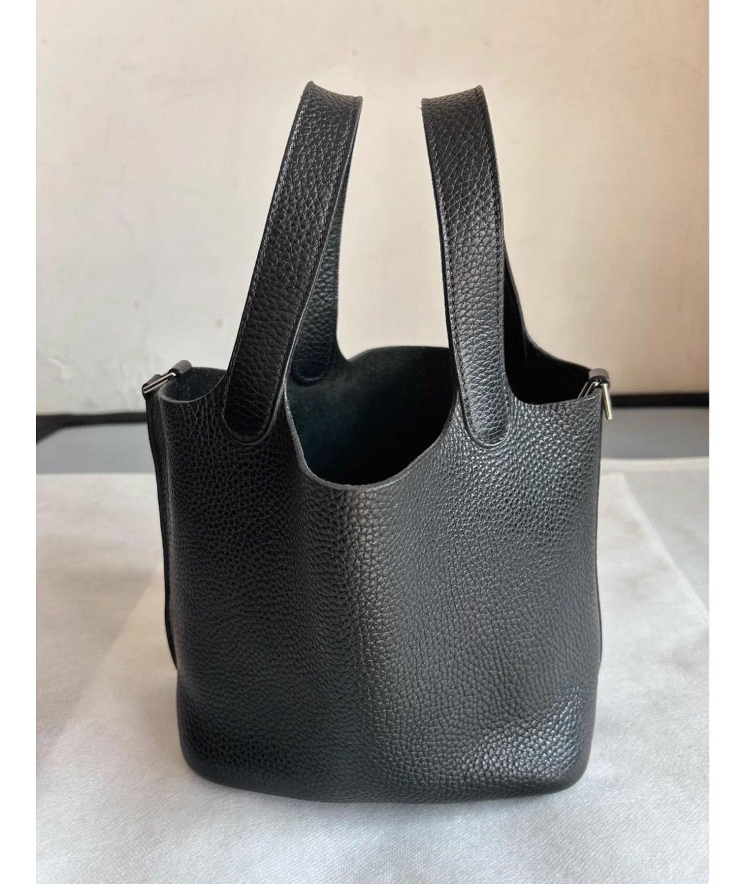 HERMES Черная кожаная сумка с короткими ручками, фото 3