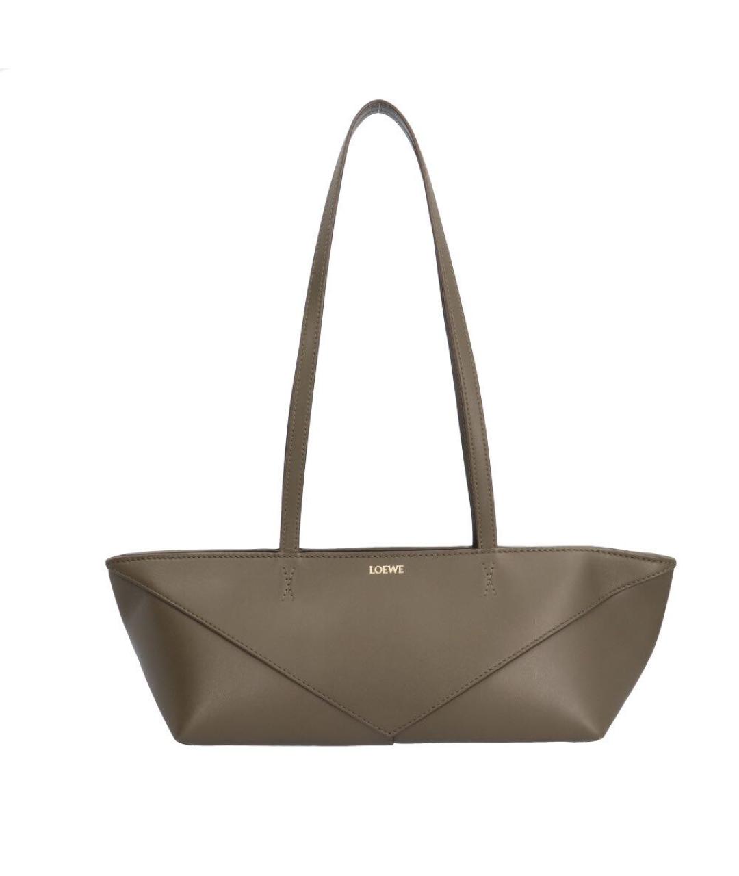 LOEWE Зеленая кожаная сумка с короткими ручками, фото 9
