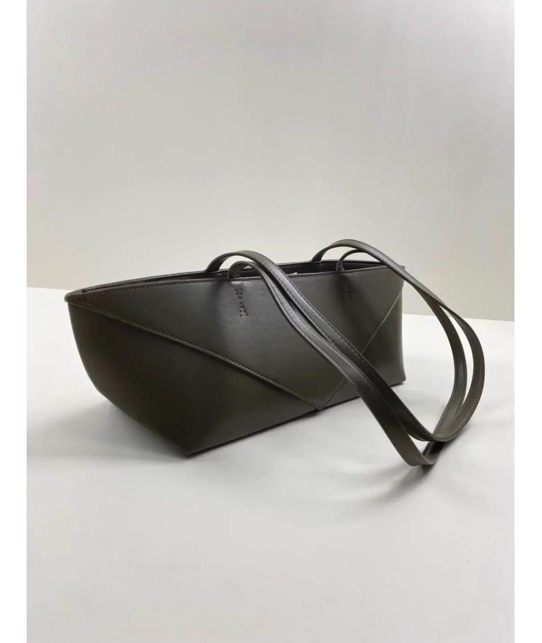 LOEWE Зеленая кожаная сумка с короткими ручками, фото 7