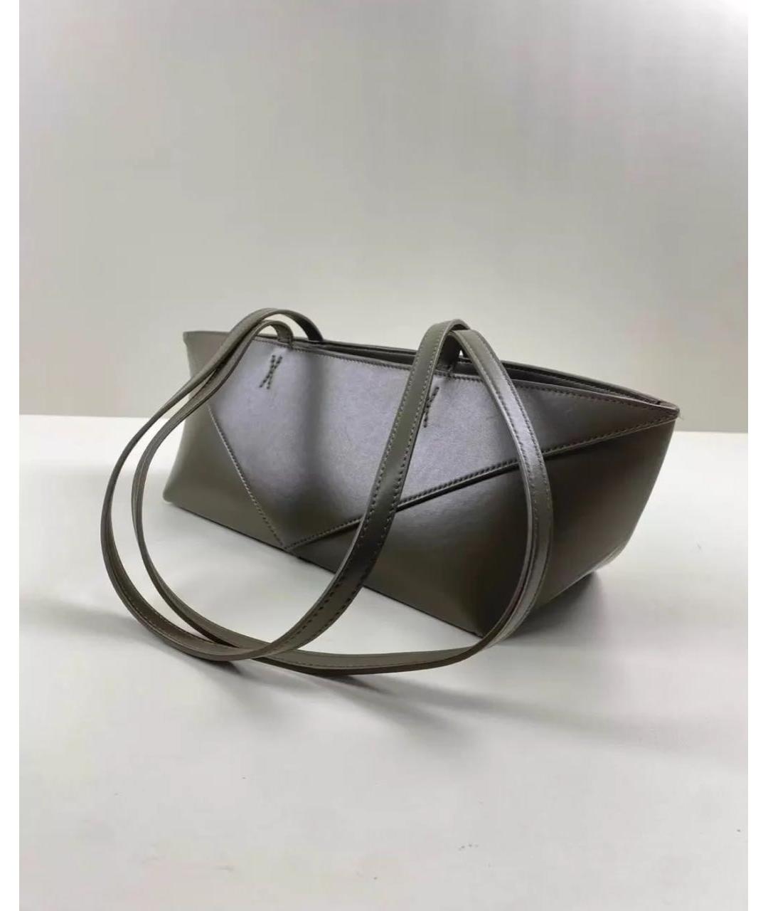 LOEWE Зеленая кожаная сумка с короткими ручками, фото 6