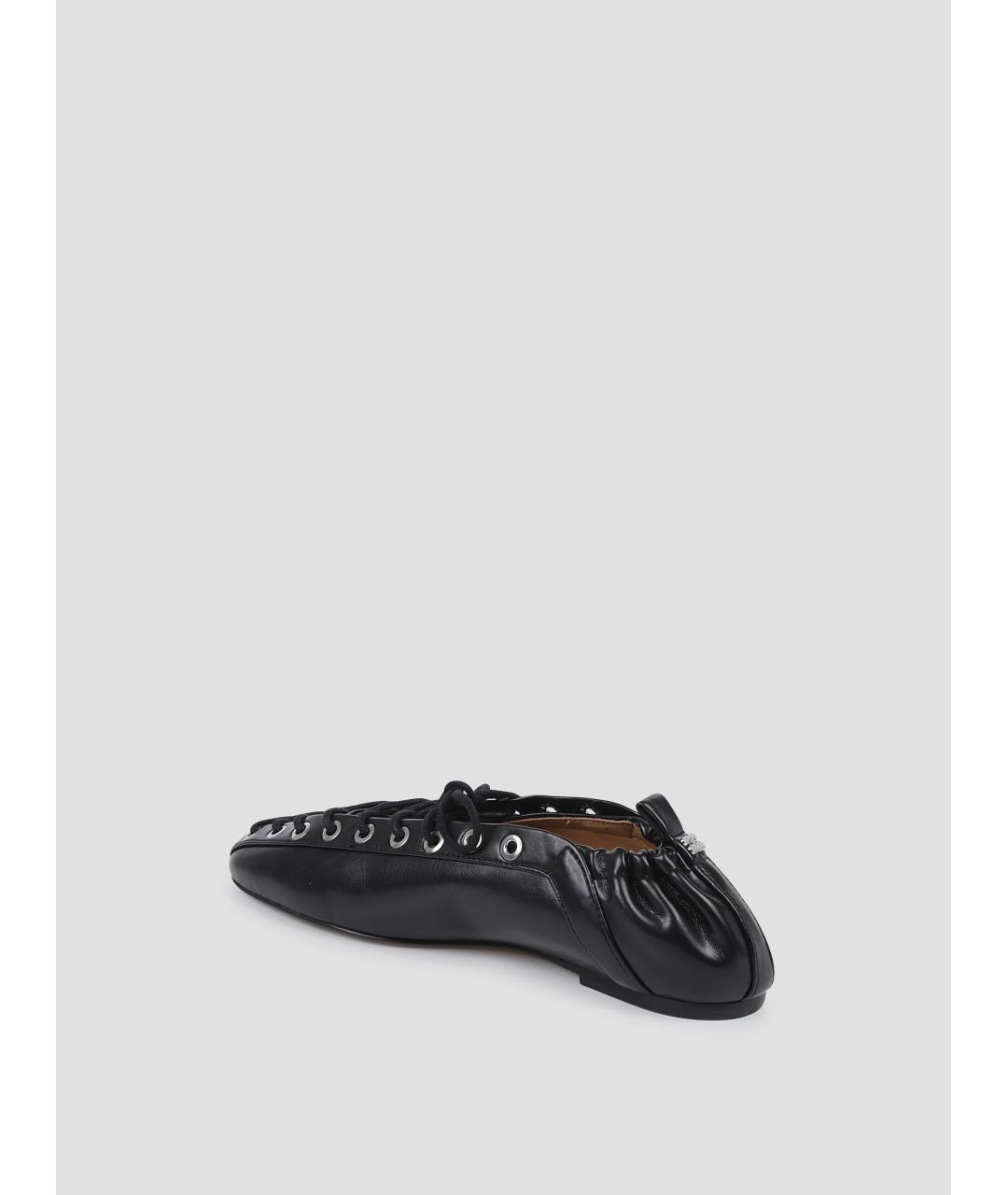 GANNI Черные кожаные балетки, фото 2