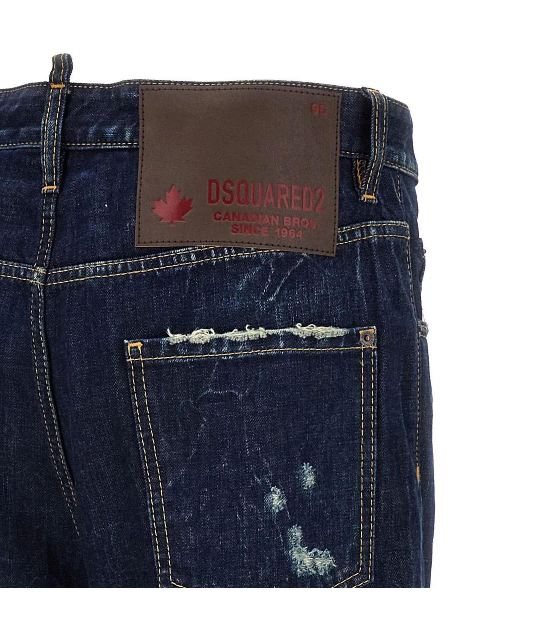 DSQUARED2 Синие хлопковые прямые джинсы, фото 4