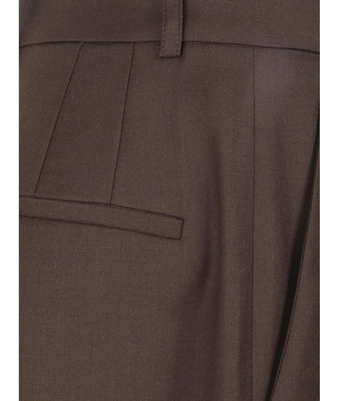 THE FRANKIE SHOP Коричневые шерстяные прямые брюки, фото 3