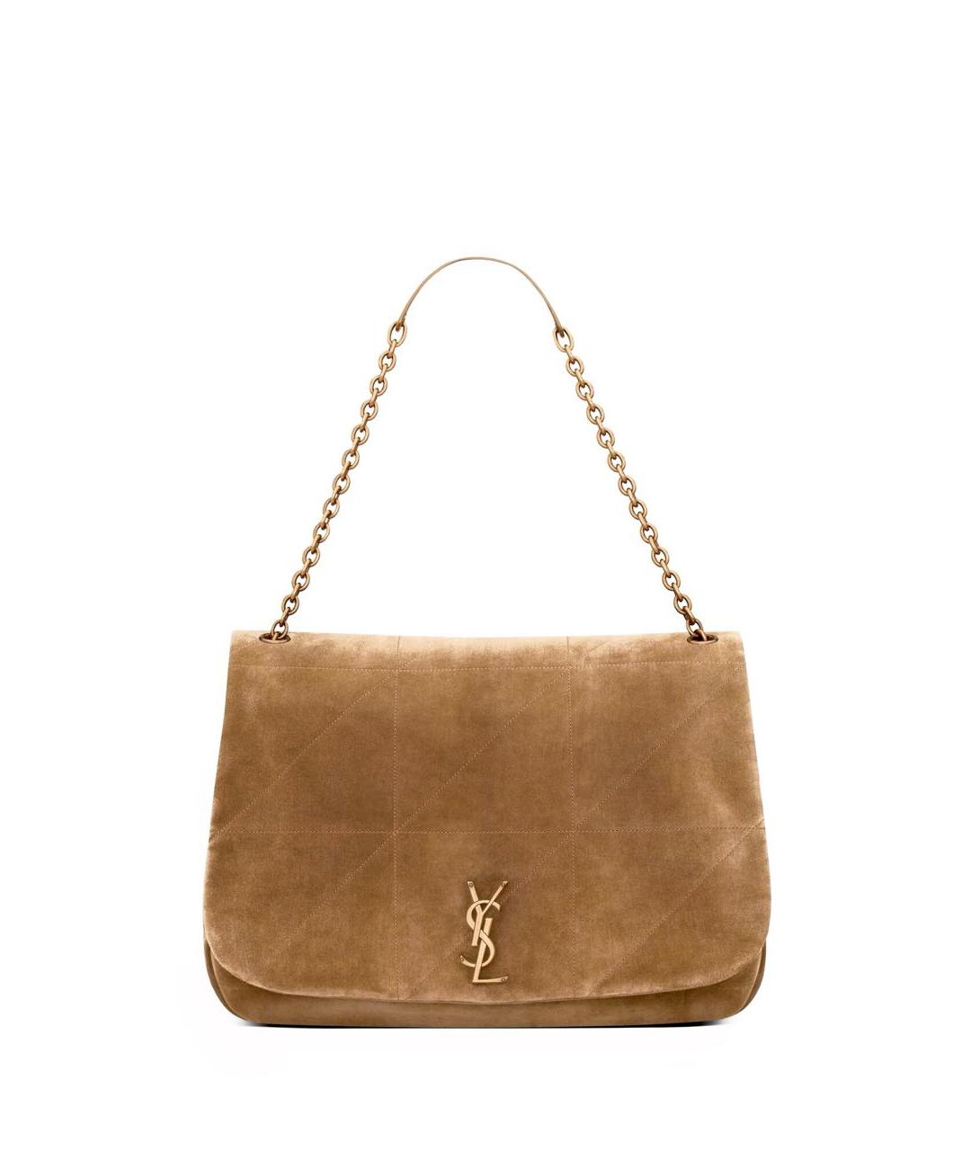 SAINT LAURENT Коричневая замшевая сумка с короткими ручками, фото 9