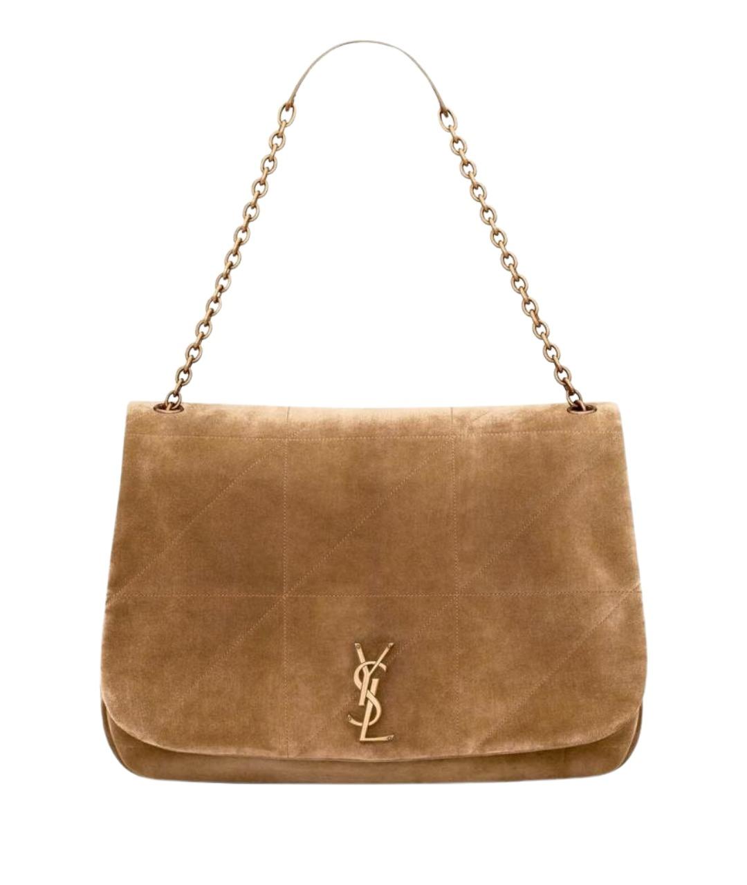 SAINT LAURENT Коричневая замшевая сумка с короткими ручками, фото 1