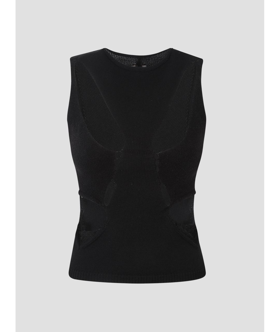 RICK OWENS Черная шерстяная майка, фото 5