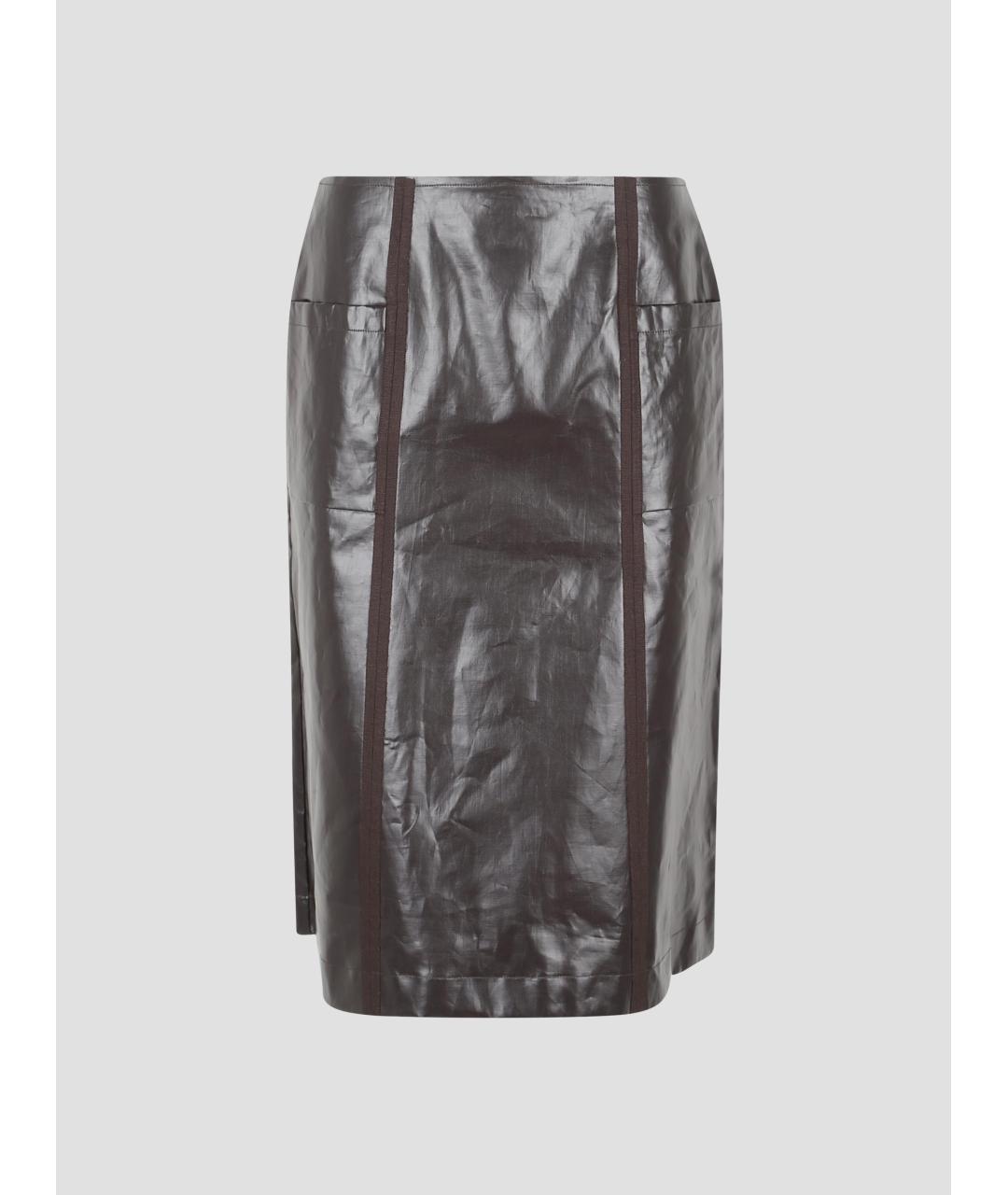PALOMA WOOL Коричневая полиуретановая юбка миди, фото 4
