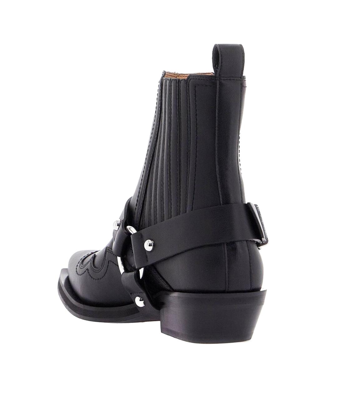 GANNI Черные кожаные ботинки, фото 2