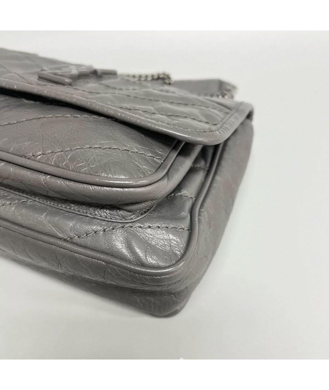 SAINT LAURENT Серая кожаная сумка через плечо, фото 6