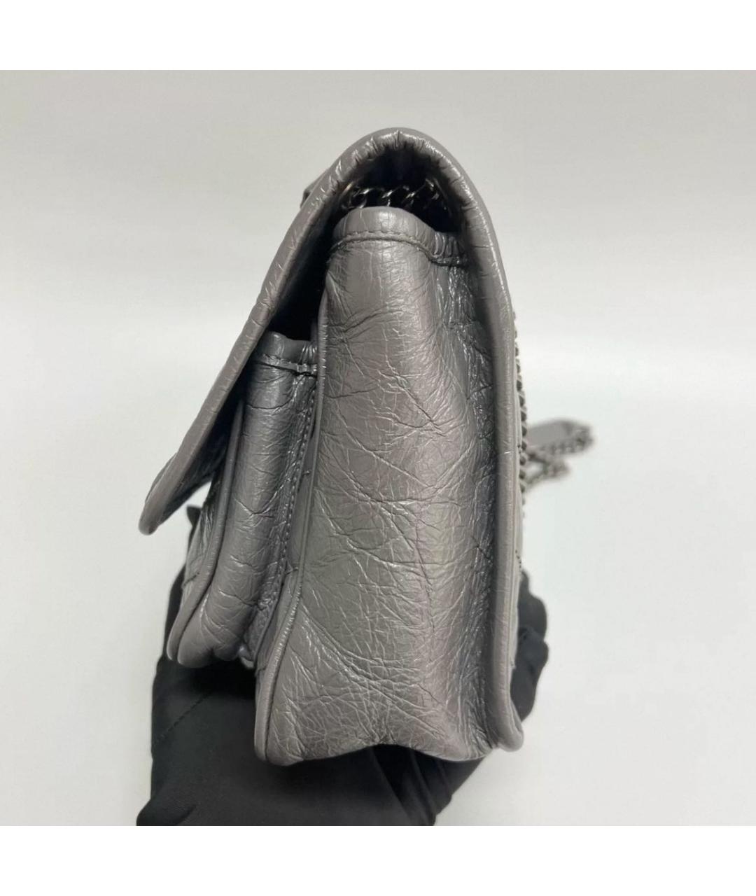 SAINT LAURENT Серая кожаная сумка через плечо, фото 8
