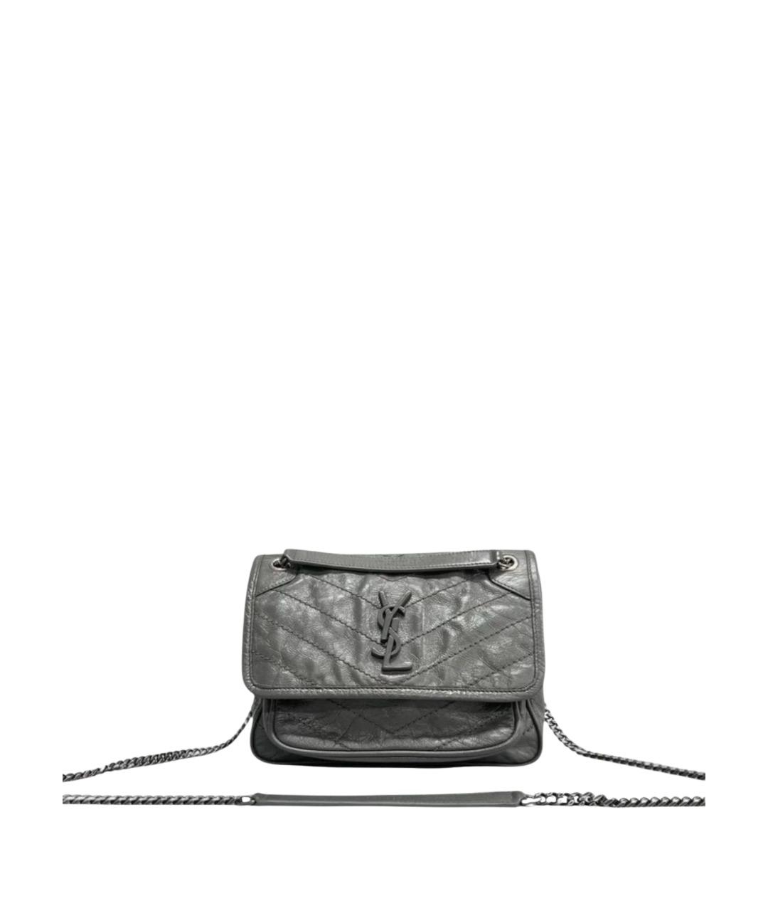 SAINT LAURENT Серая кожаная сумка через плечо, фото 1