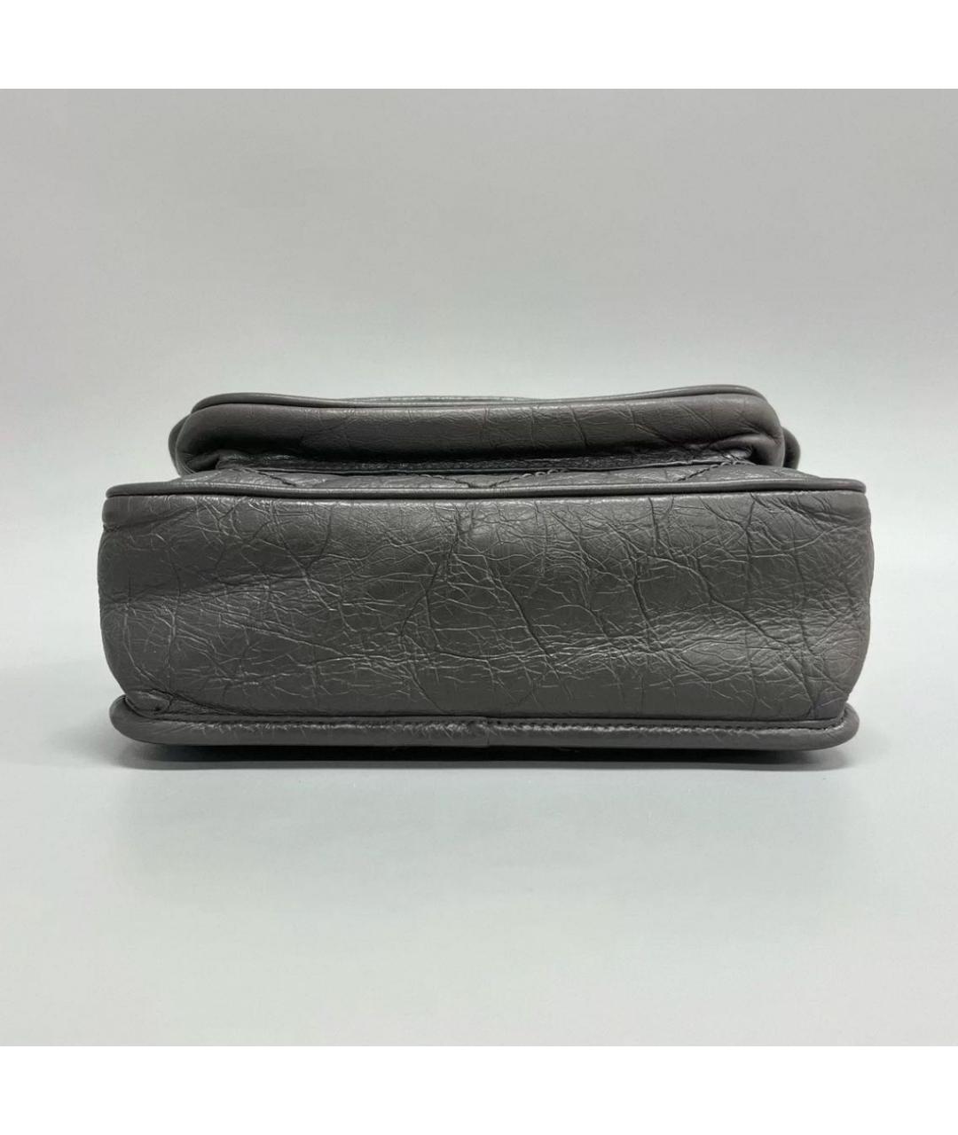 SAINT LAURENT Серая кожаная сумка через плечо, фото 5
