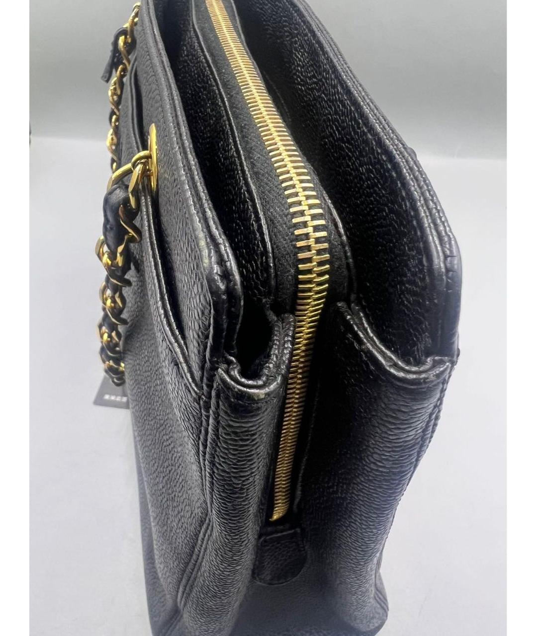 CHANEL Черная кожаная сумка с короткими ручками, фото 7