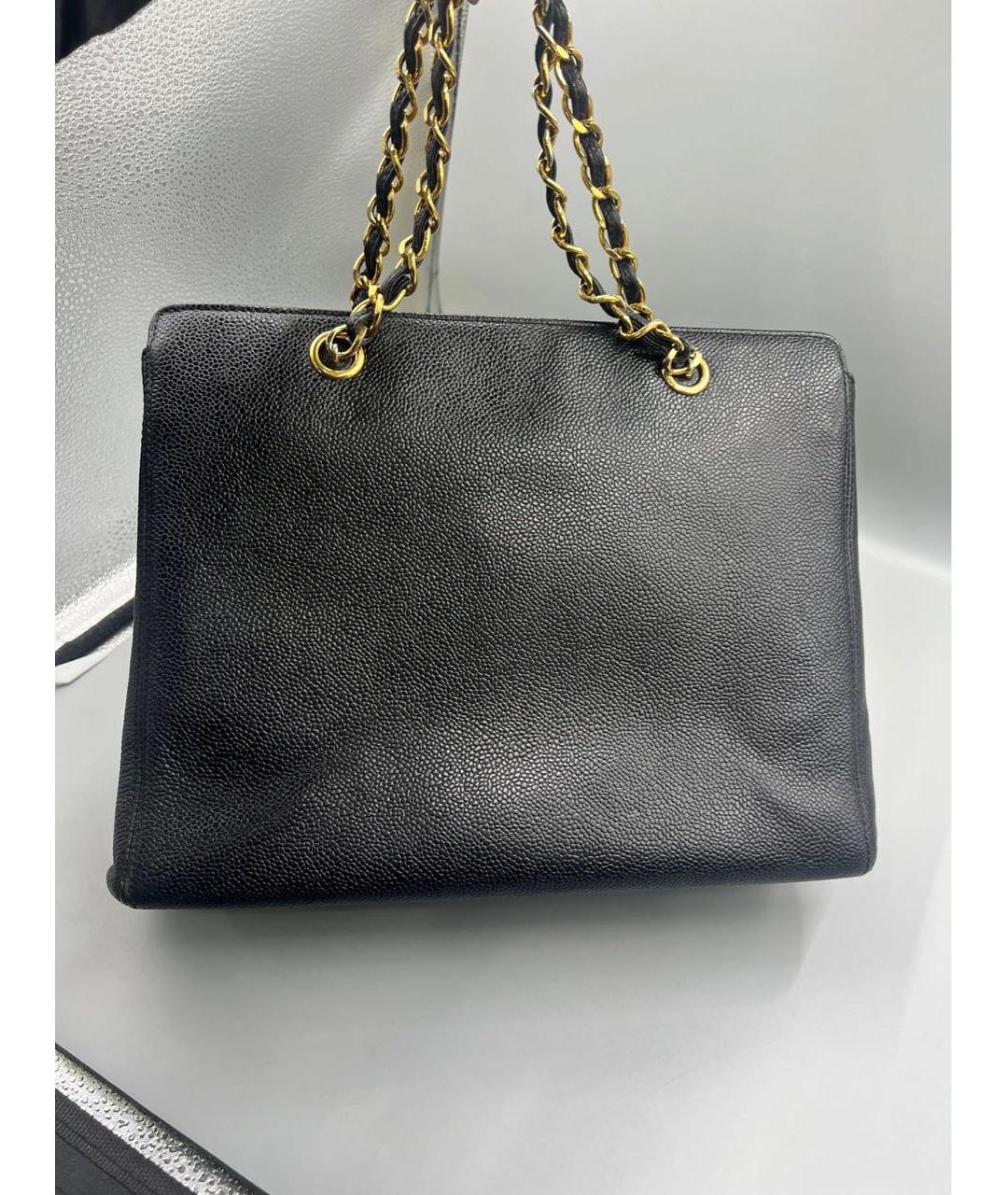 CHANEL Черная кожаная сумка с короткими ручками, фото 3