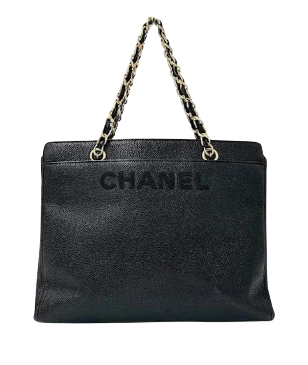 CHANEL Черная кожаная сумка с короткими ручками, фото 1