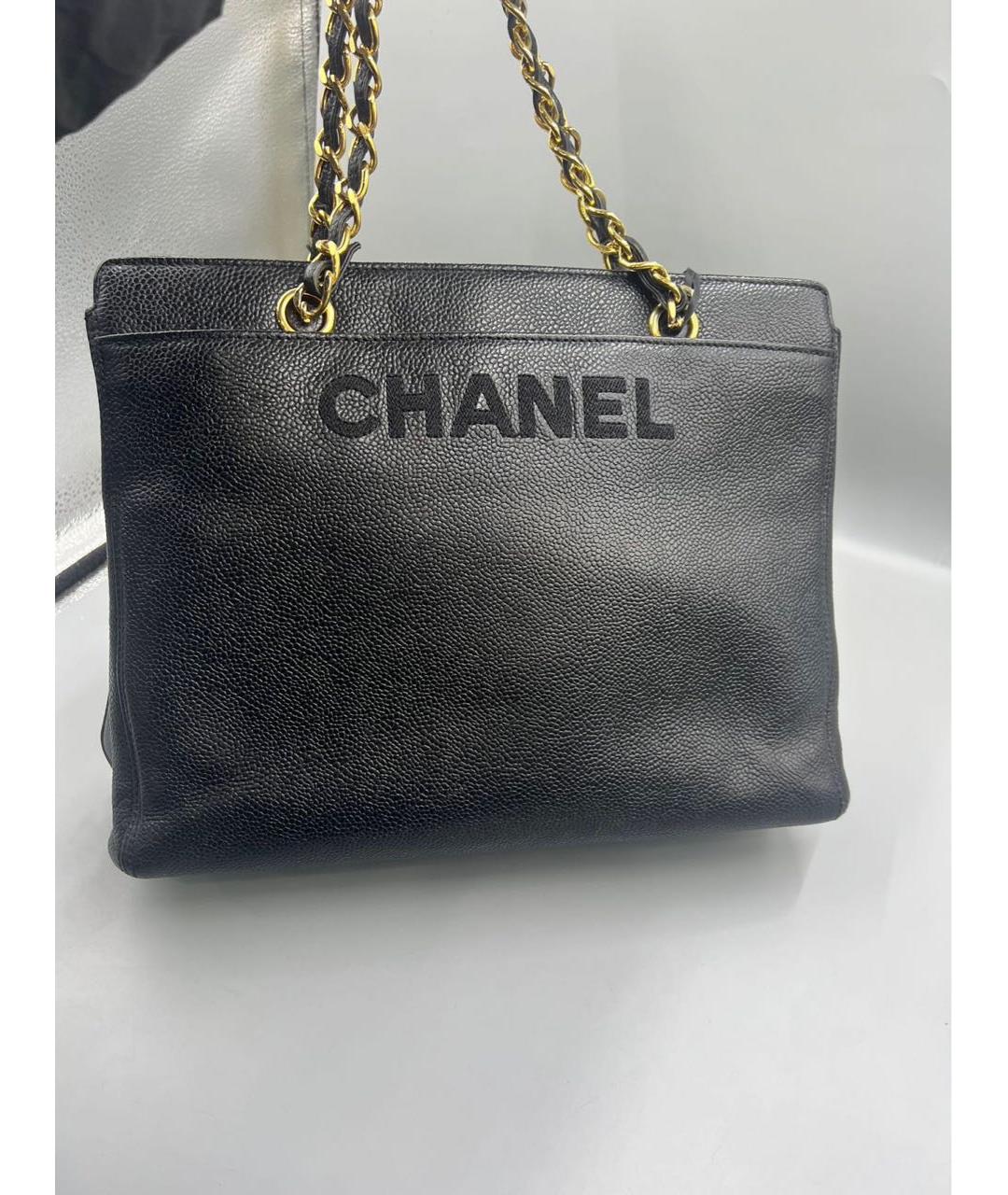 CHANEL Черная кожаная сумка с короткими ручками, фото 2