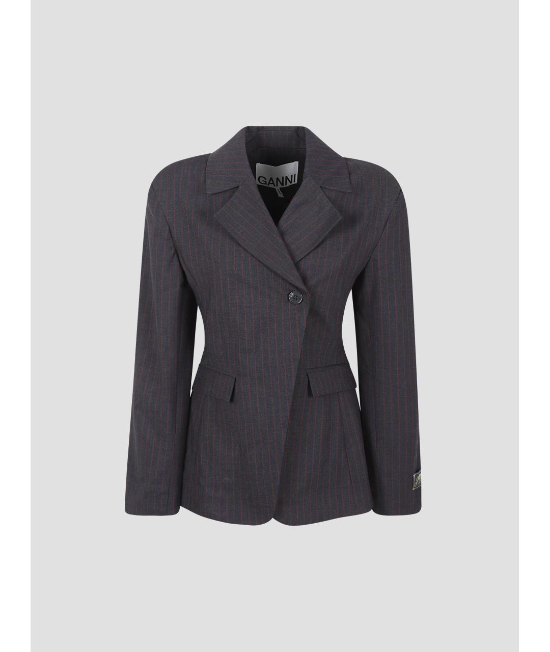 GANNI Серый жакет/пиджак, фото 4