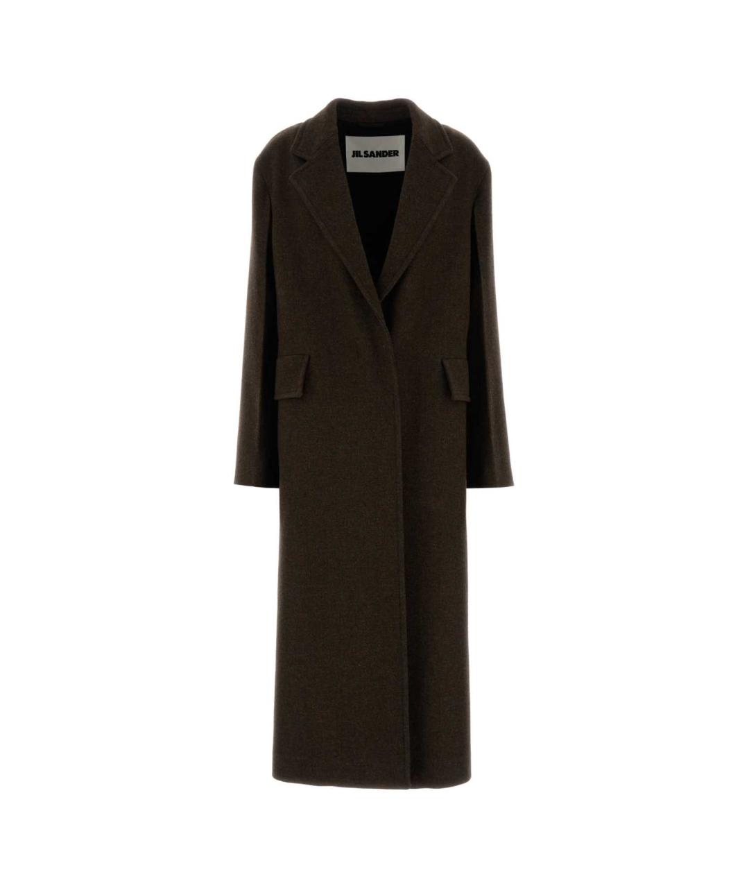 JIL SANDER Коричневое шерстяное пальто, фото 1