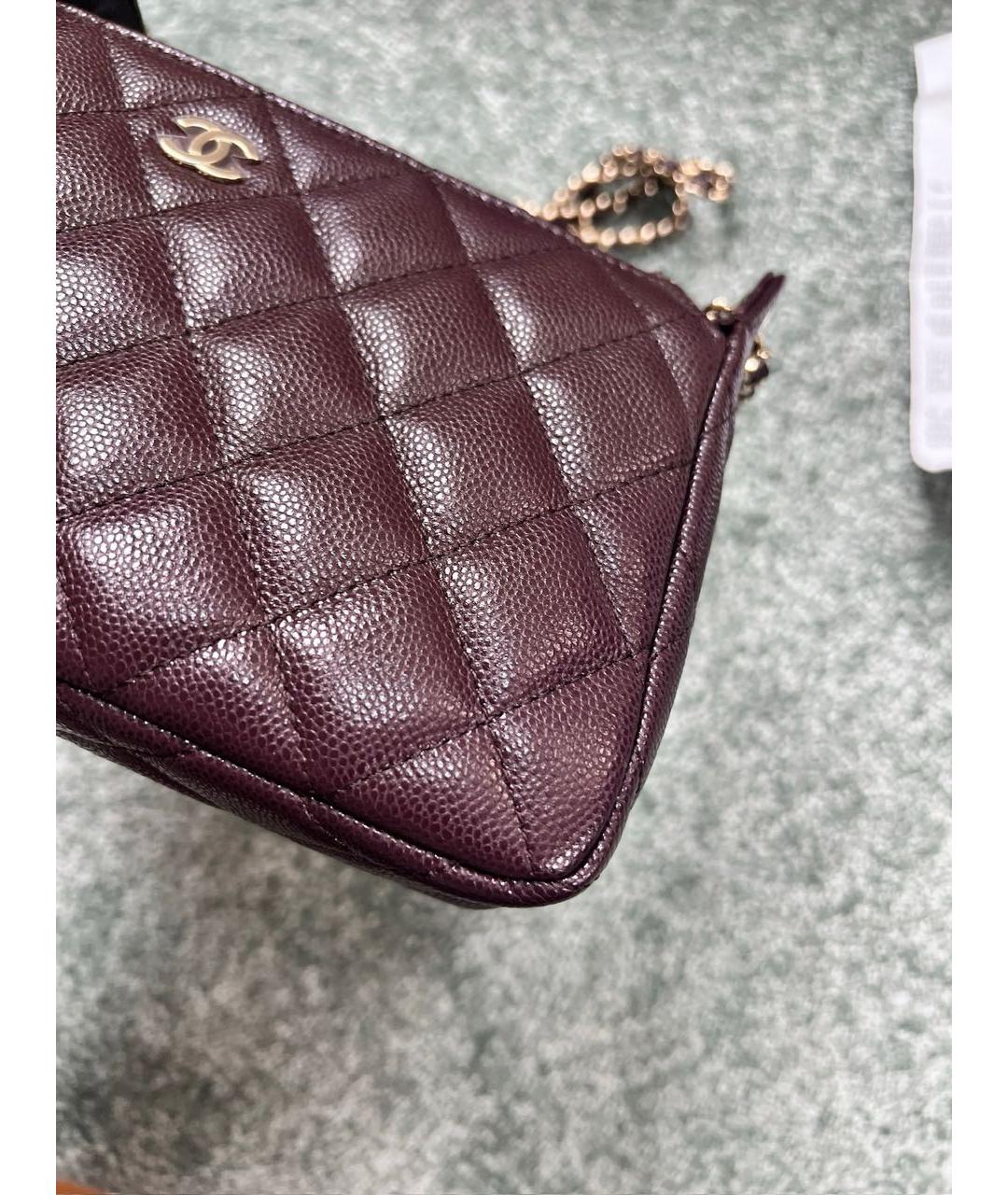 CHANEL Бордовая кожаная сумка через плечо, фото 8