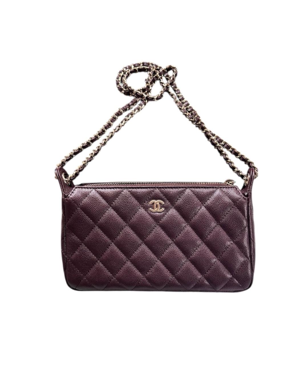 CHANEL Бордовая кожаная сумка через плечо, фото 9