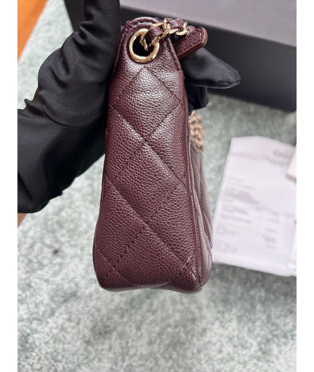 CHANEL Бордовая кожаная сумка через плечо, фото 6