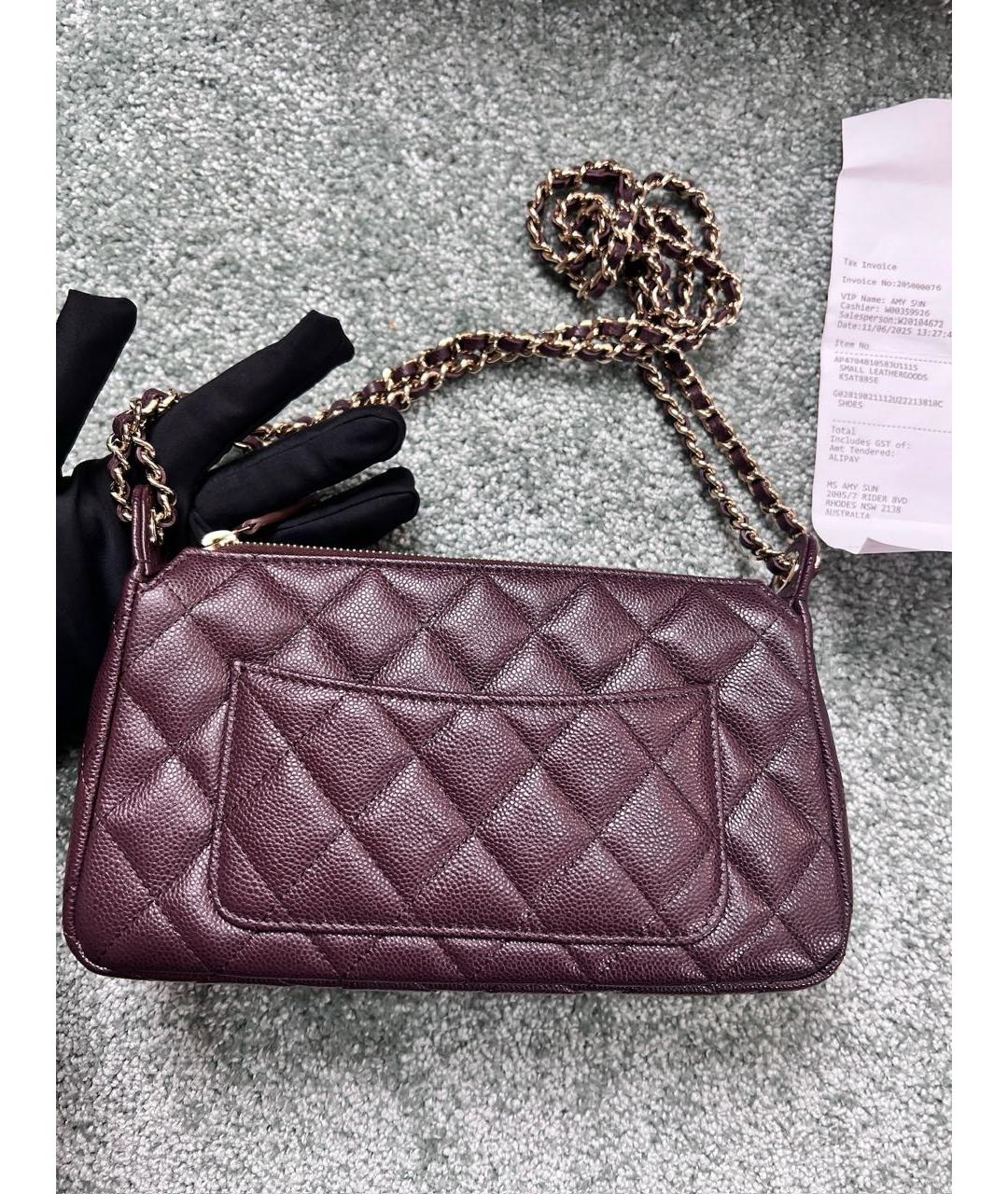 CHANEL Бордовая кожаная сумка через плечо, фото 3