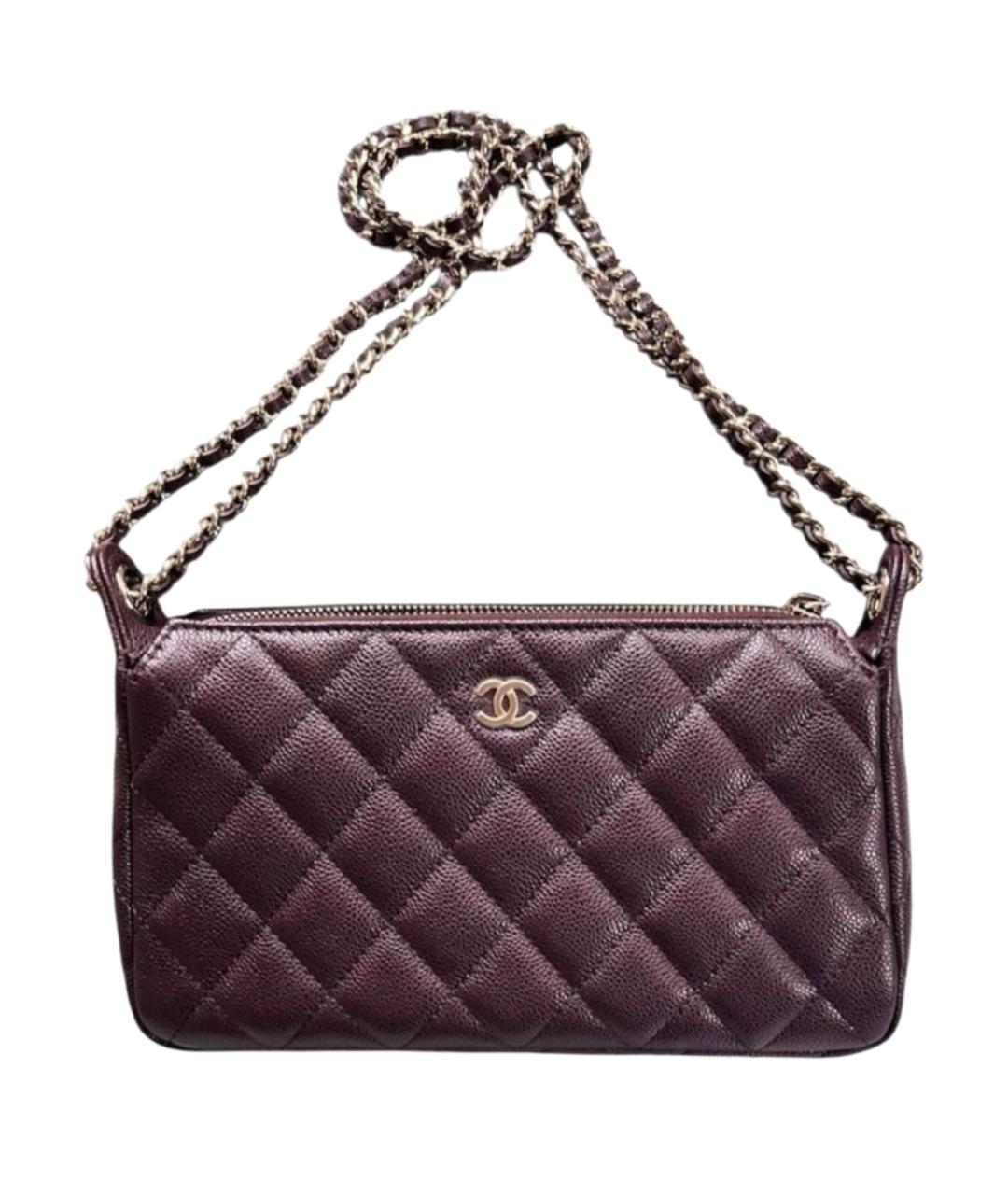 CHANEL Бордовая кожаная сумка через плечо, фото 1