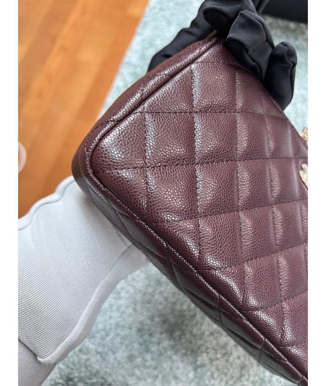 CHANEL Бордовая кожаная сумка через плечо, фото 7
