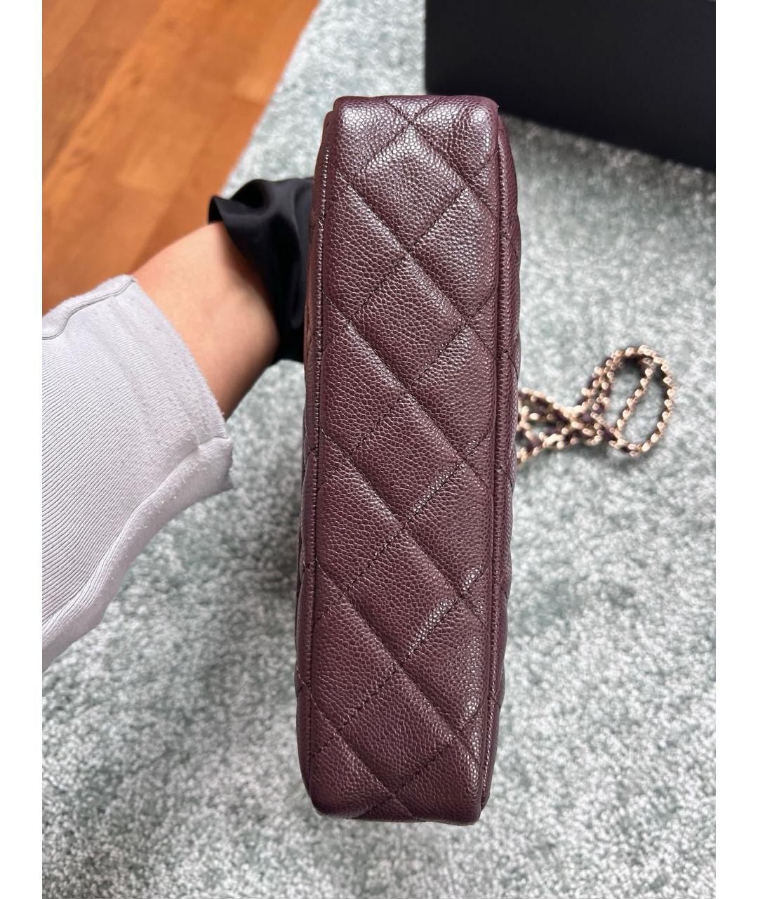 CHANEL Бордовая кожаная сумка через плечо, фото 5