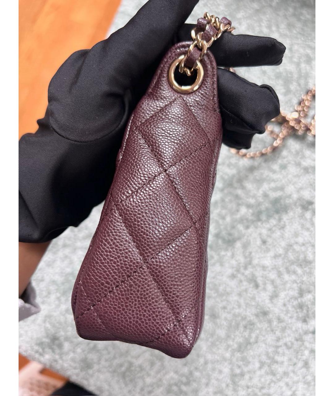 CHANEL Бордовая кожаная сумка через плечо, фото 4