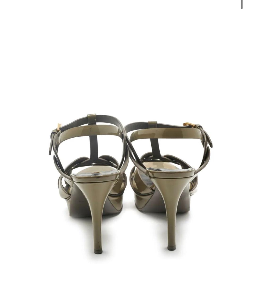 SAINT LAURENT Хаки кожаные босоножки, фото 3