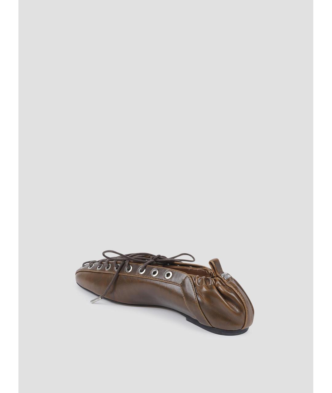 GANNI Коричневые кожаные балетки, фото 2
