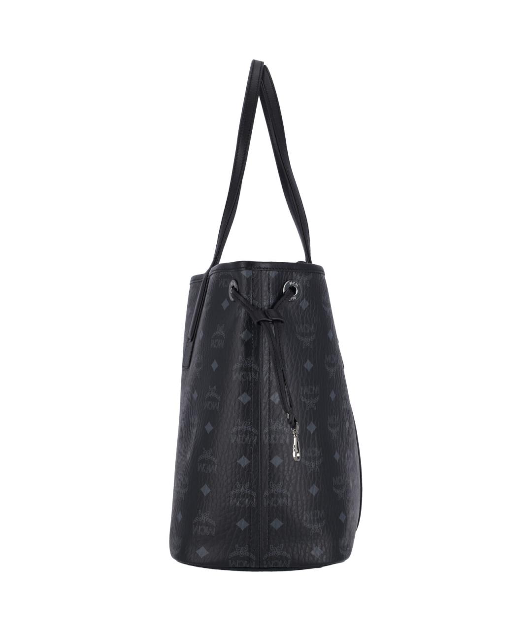 MCM Черная сумка тоут из искусственной кожи, фото 5