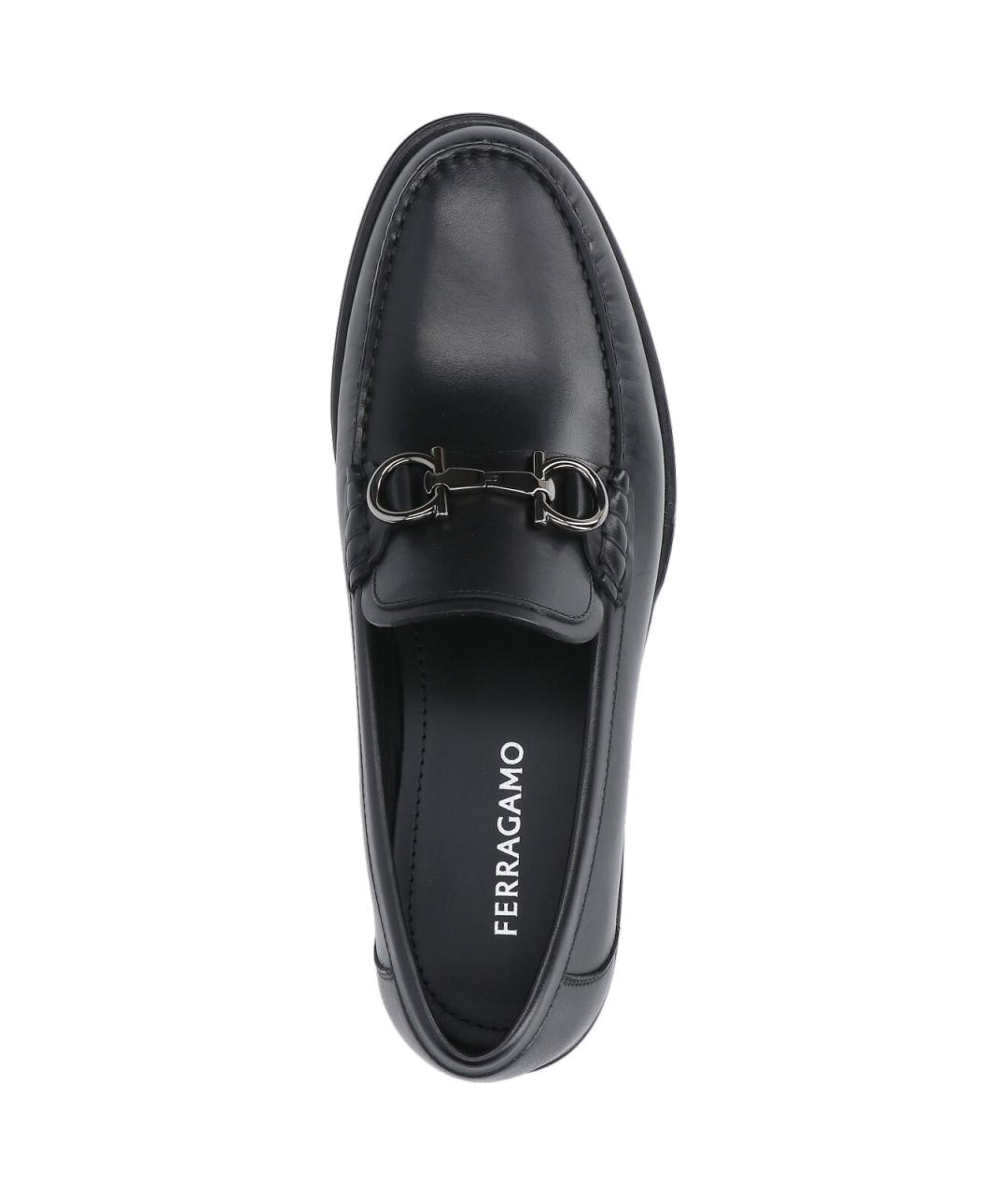 FERRAGAMO Черные кожаные лоферы, фото 5