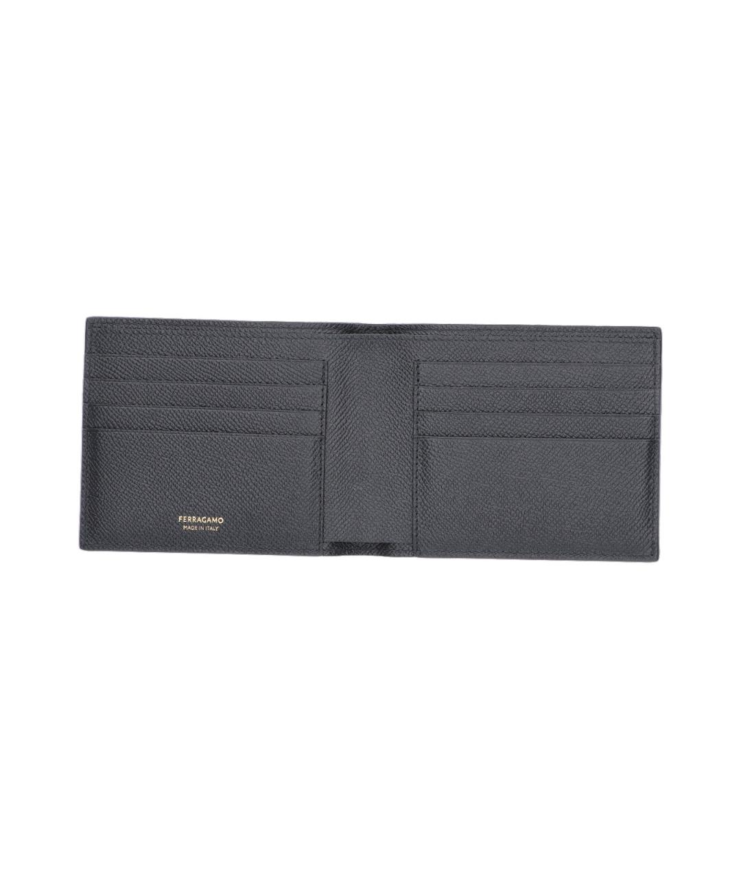 FERRAGAMO Черный кожаный кошелек, фото 2