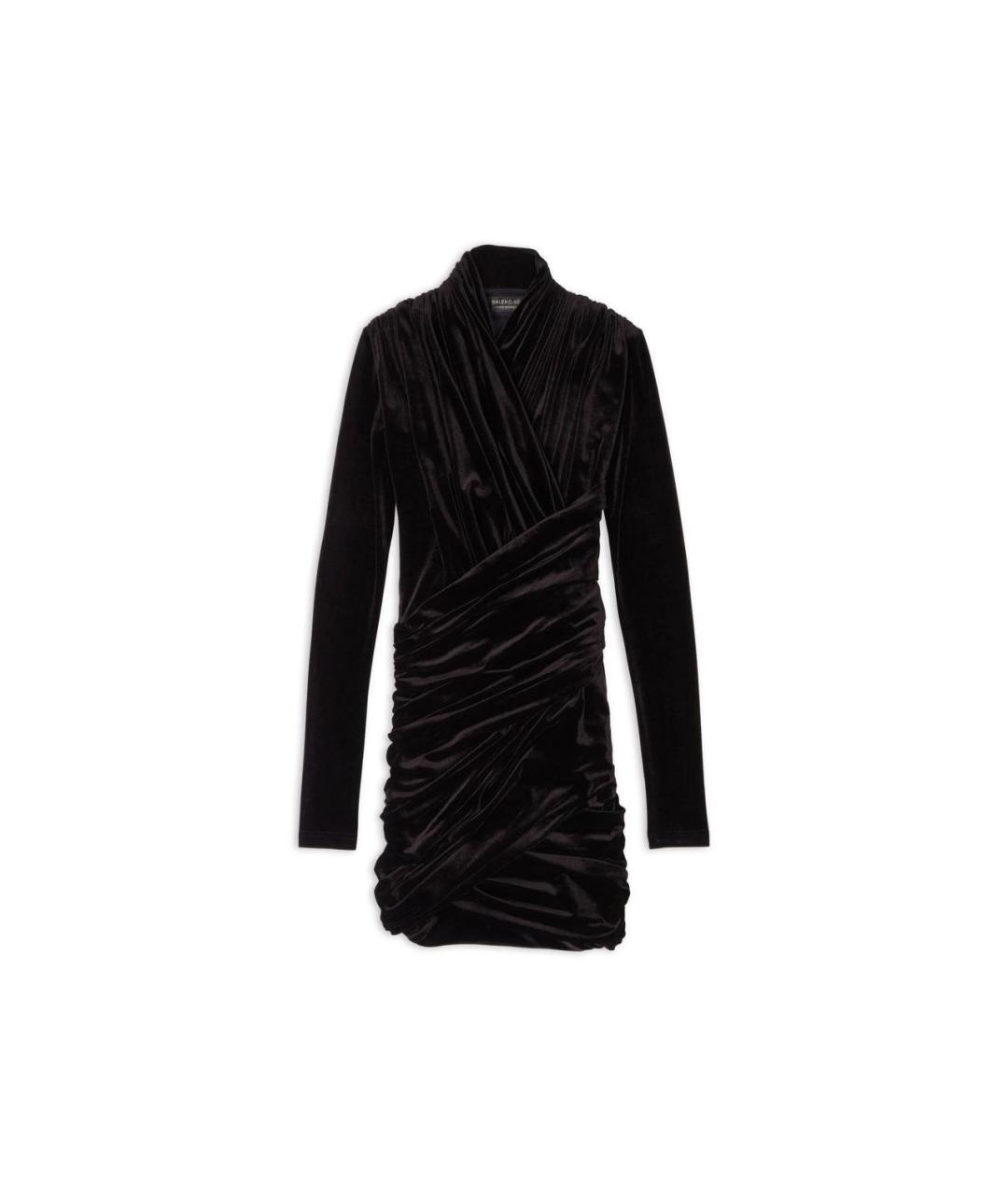 BALENCIAGA Черное бархатное коктейльное платье, фото 1