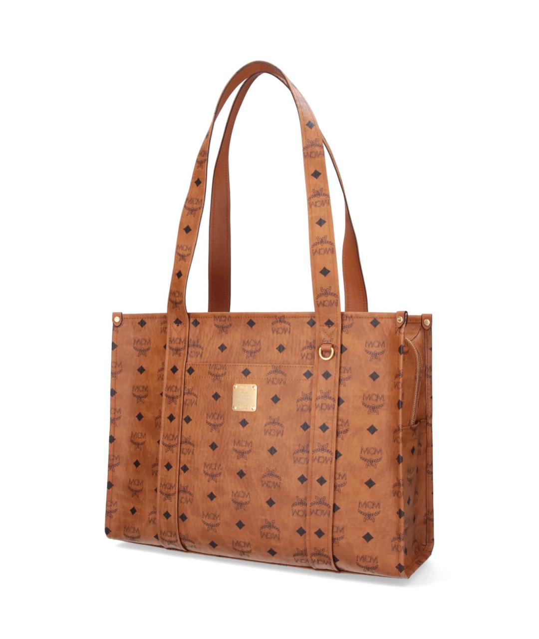 MCM Коричневая сумка с короткими ручками из искусственной кожи, фото 2