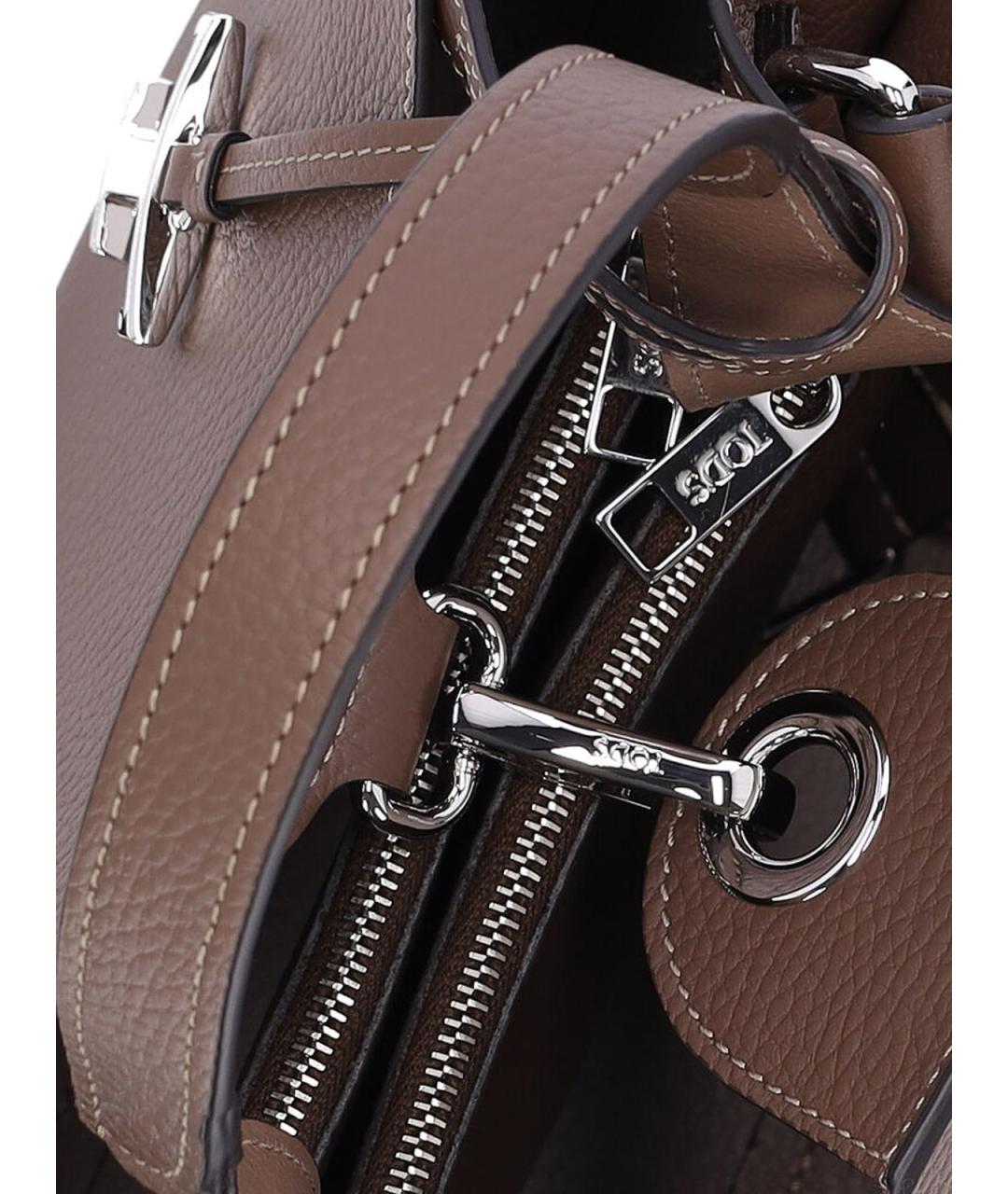 TOD'S Коричневая кожаная сумка тоут, фото 4