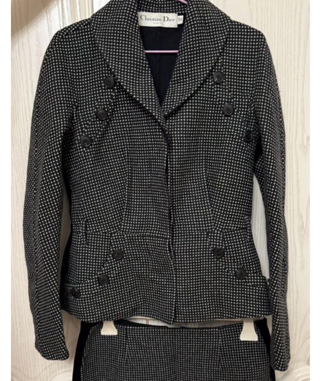 CHRISTIAN DIOR Черный шерстяной костюм с юбками, фото 4