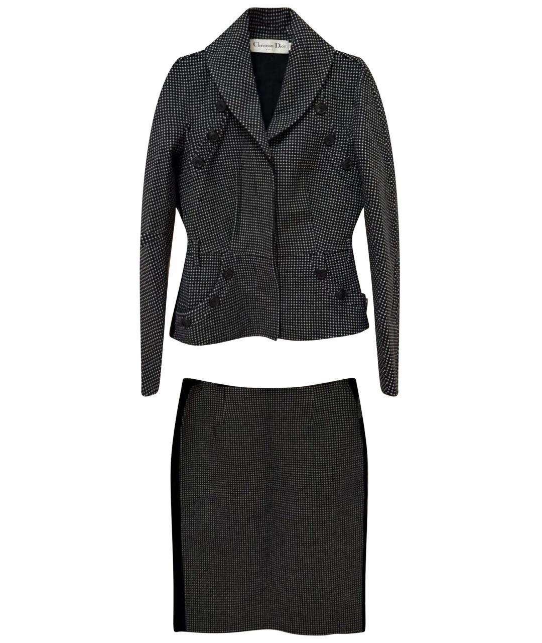 CHRISTIAN DIOR Черный шерстяной костюм с юбками, фото 1