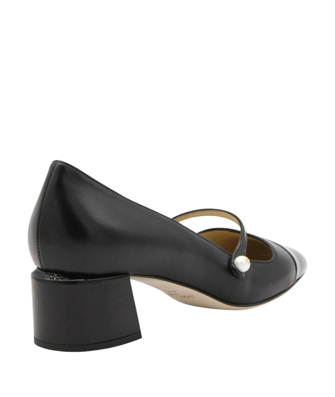 JIMMY CHOO Черные кожаные лодочки на низком каблуке, фото 2