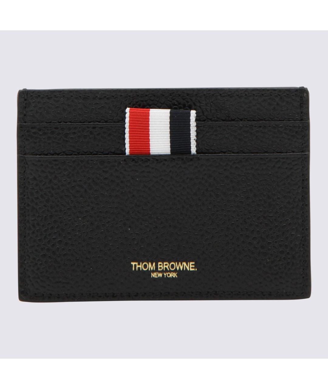 THOM BROWNE Черный кожаный кардхолдер, фото 3